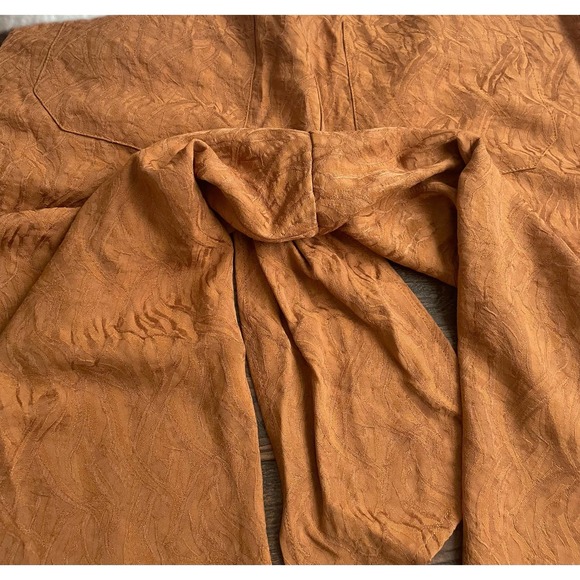 Anthropologie Ett TWA Aubade Jacquard Pants Boho 6 Tie Waist Zip Gold - Picture 7 of 12